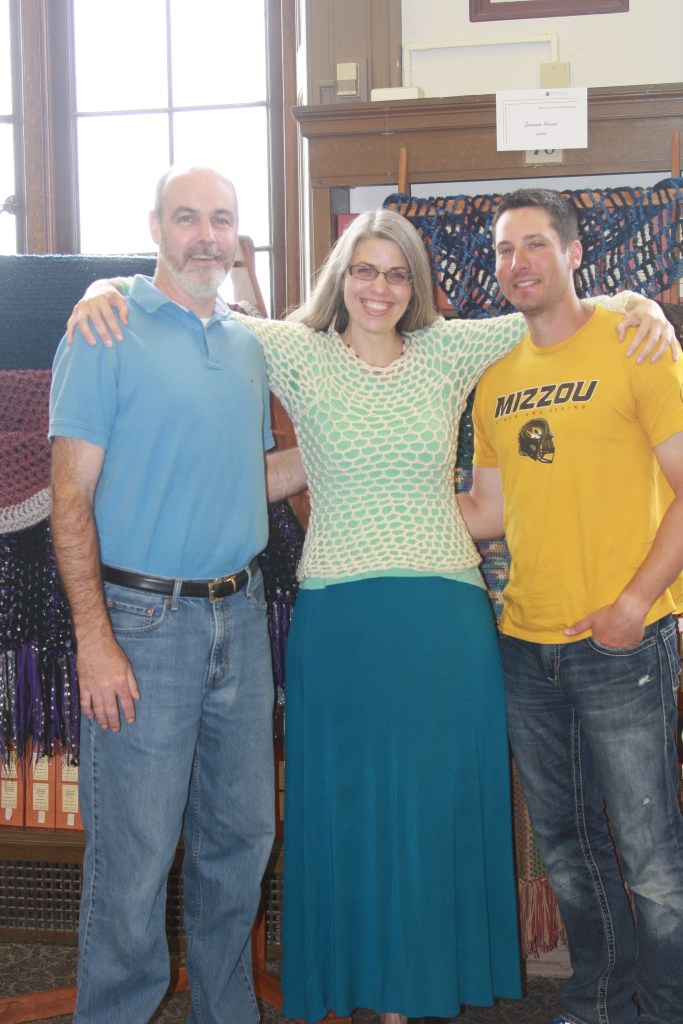 My friends who made the prayer shawl wooden racks for the displays