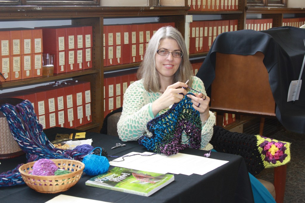 Demonstrating the prayer shawl creation