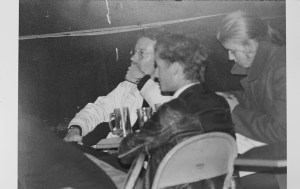In the café at a poetry reading, 1990.