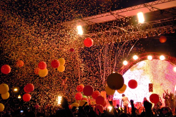 party with balloons and confetti