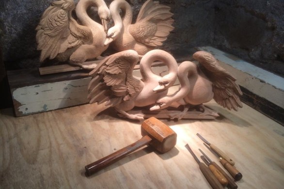 carved swans