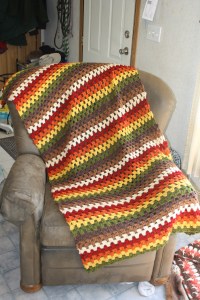 Retro 1970s granny stripe afghan